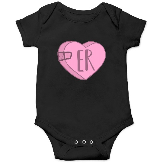 Cute ER Nurse Candy Heart for Valentines Day Scrub Onesies