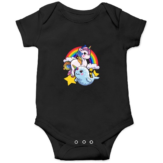 Cute Horned Narwhal And Unicorn Animal Friends Onesies