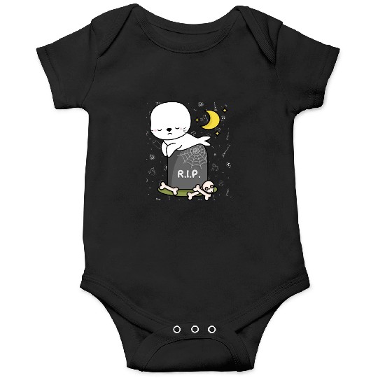 Boo Cute Seal Halloween design trick or treat RIP Onesies
