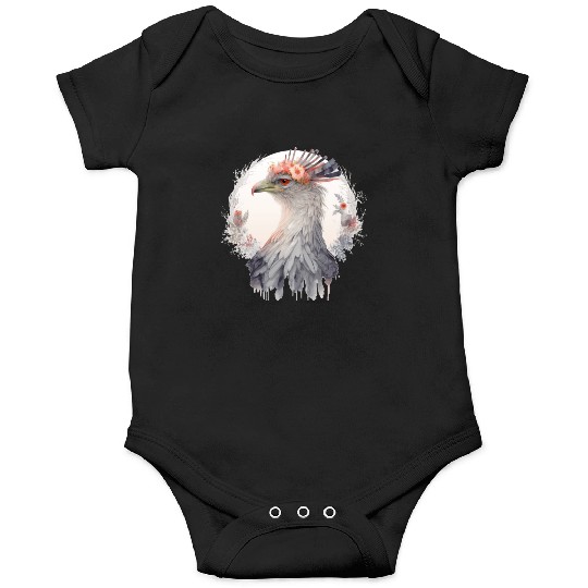 Cute Secretary Bird Flower Crown Floral Exotic Bir Onesies