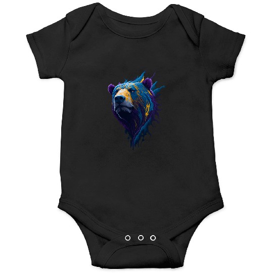 Purple and Blue Paint Splash Art Bear Head Onesies