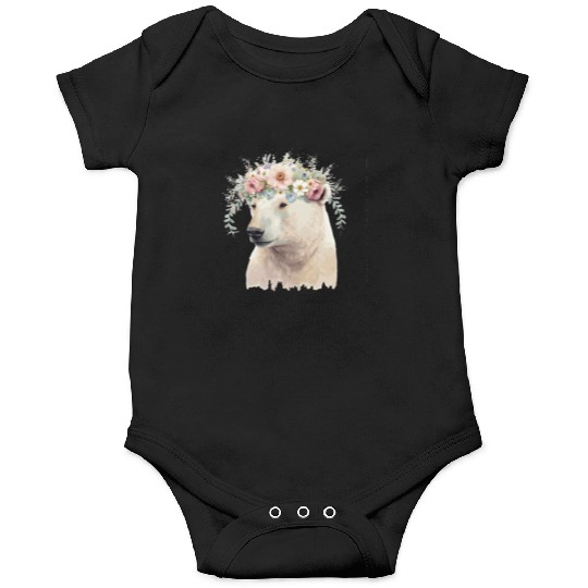 Watercolor Polar Bear Flower Crown Boho Aesthetic Onesies