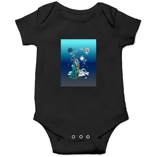 Zodiac sign Aquarius in the unique version Graphic Onesies
