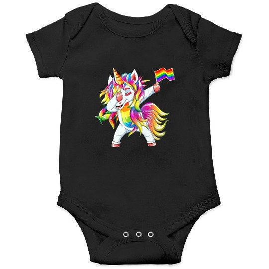 Dabbing Unicorn Gay Pride LGBT Onesies Lesbian