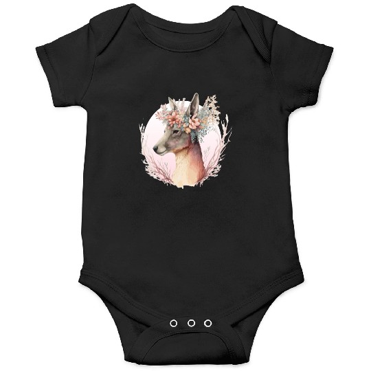 Watercolor Kangaroo Flower Crown Australian Animal Onesies
