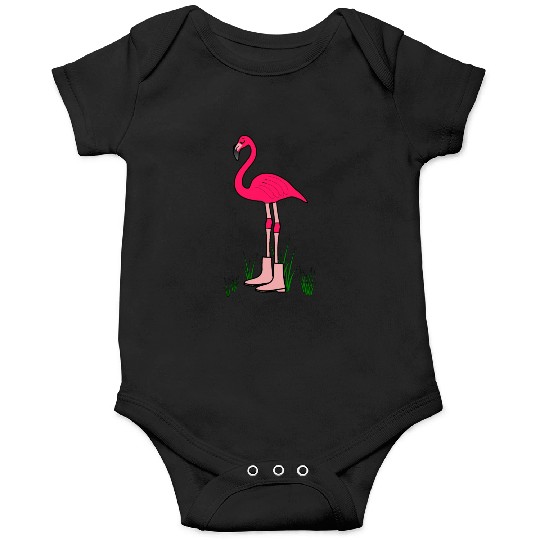 Flamingo with boots art animal print bird pink Onesies