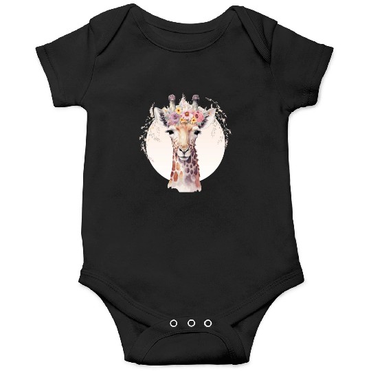 Cute Giraffe Flower Crown Africa Safari Animal Onesies