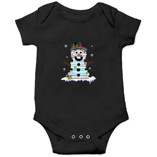 snowman book stack librarian book lover christmas Onesies
