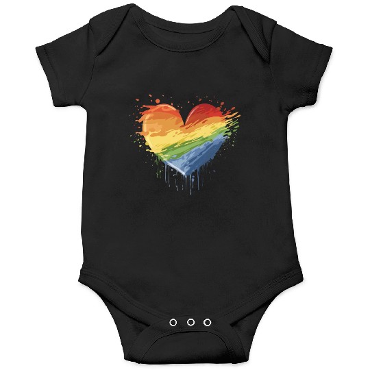 Love Conquers All: LGBTQ+ Rainbow Heart Embracing Onesies