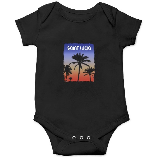 Saint Lucia Sunset Vacation Souvenir Palm Tree Onesies