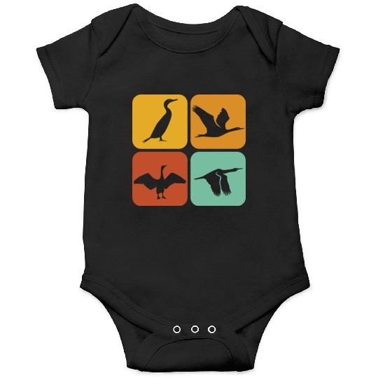 Retro Cormorant Birds I Aesthetic I Cormorant Bird Onesies