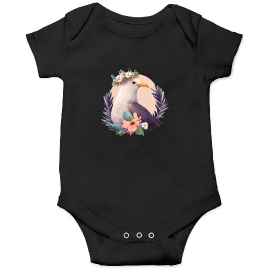 Cute Seagull Bird Flower Crown Floral Birds Onesies
