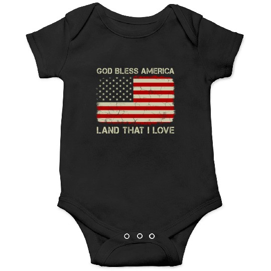 Old American Flag God Bless America Land That I Lo Onesies