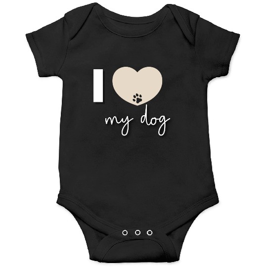 I Love My Dog Beige Heart Onesies