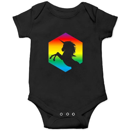 Rainbow Unicorn d20 Silhouette | TTRPG Pride Onesies