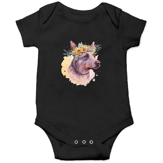 Cute Australian Cattle Dog Flower Crown Pet Dog Fl Onesies