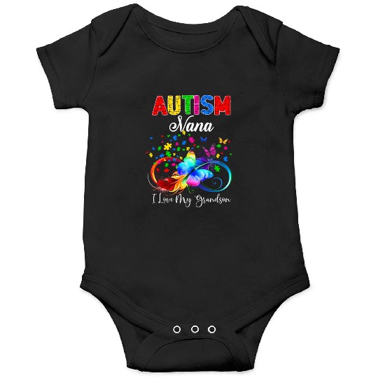 Butterfly Autism Nana I Love My Grandson Support A Onesies