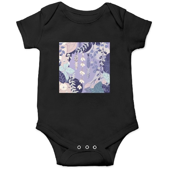 Wisteria Pattern, Japanese Kimono Fabric Pattern Onesies