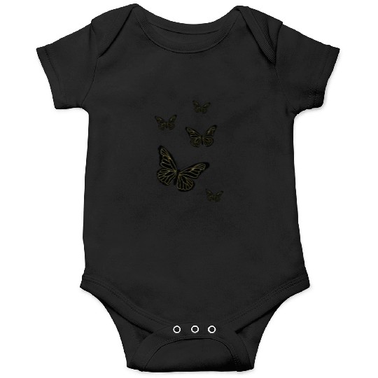 Black glittery butterflies monarch Onesies