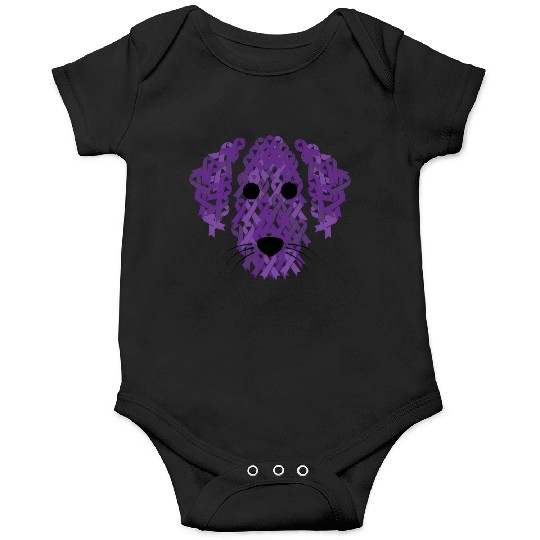 Purple Ribbon Dog Face Lupus Inspirational Awarene Onesies
