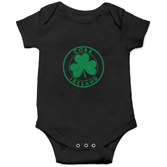Cork Ireland Shamrock Sign Distressed Green Print Onesies