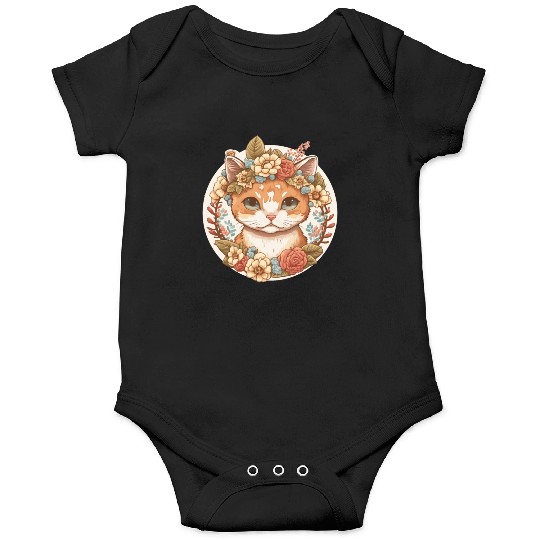 Cottagecore Cute Baby Cat Kitten Flower Onesies