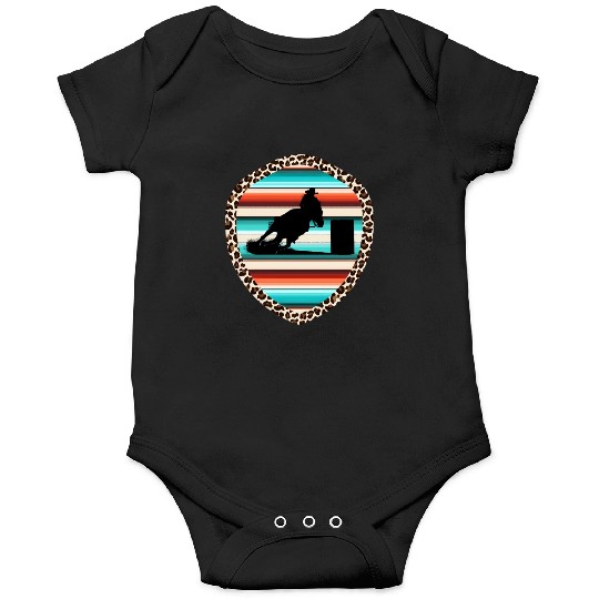Horse Barrel Racing Serape Leopard Pattern Rodeo Onesies