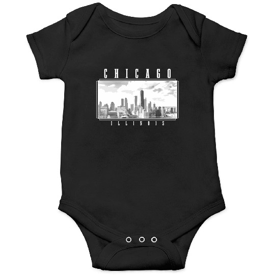 Chicago Illinois yline Pride Black White Chicago Onesies