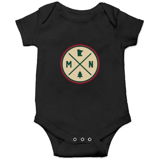 Minnesota Mn Circle Patch Red And Green Onesies