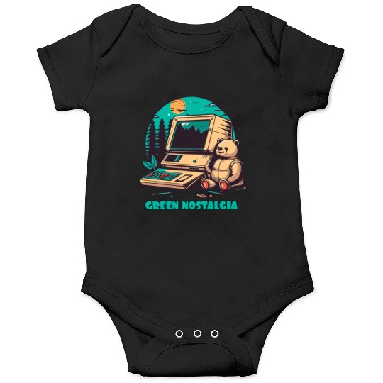 Green Nostalgia Toy Bear Nature Computer Onesies