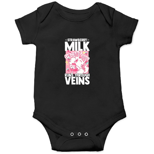 Strawberry Milk Shake Korean Vegan Japanese Drink Onesies