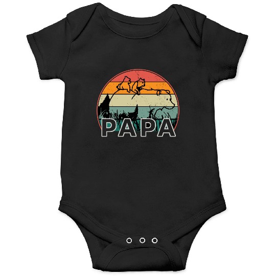 Papa Bear With Cubs Retro Grizzly Bear Forest Tree Onesies
