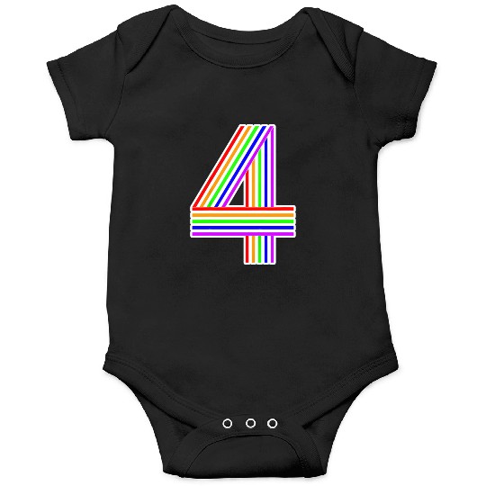 Happy Family Clothing Rainbow 4th Birthday Number Onesies