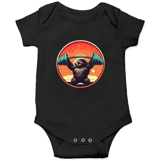 Sloth Dumbbells Fitness Sunset Onesies