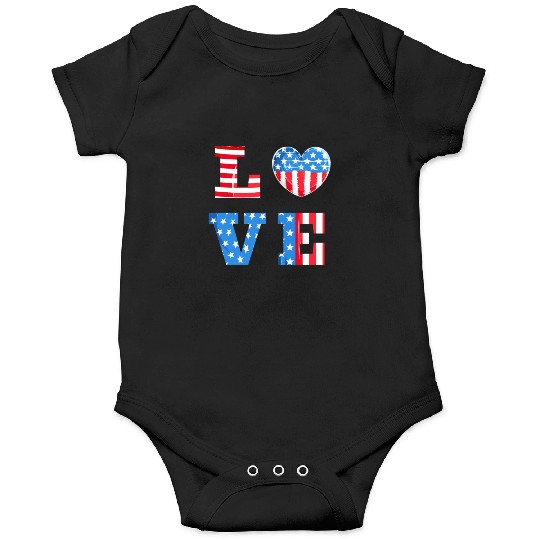 LOVE America Independence Day USA Patriots Onesies
