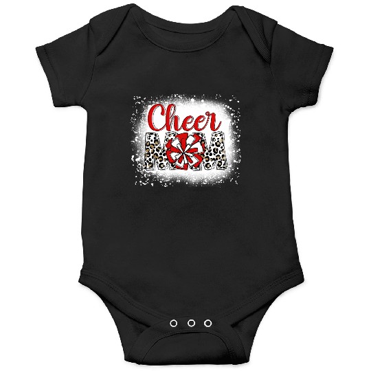 Cheer Mom Leopard Cheerleader Bleached Mother Onesies