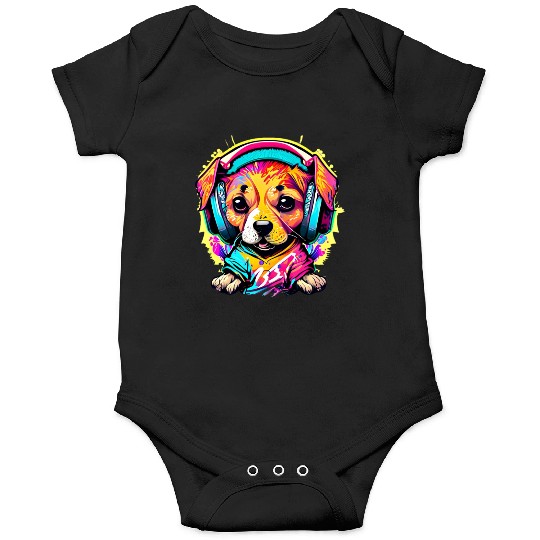 Pawsome Beats: Colorful Graffiti Puppy Party Onesies