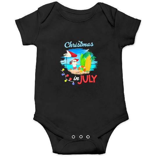 Christmas in July Santa Hawaiian Summer Hawaii Onesies