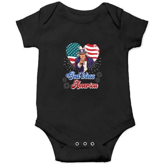God Bless America Independence Day 4th July USA Onesies