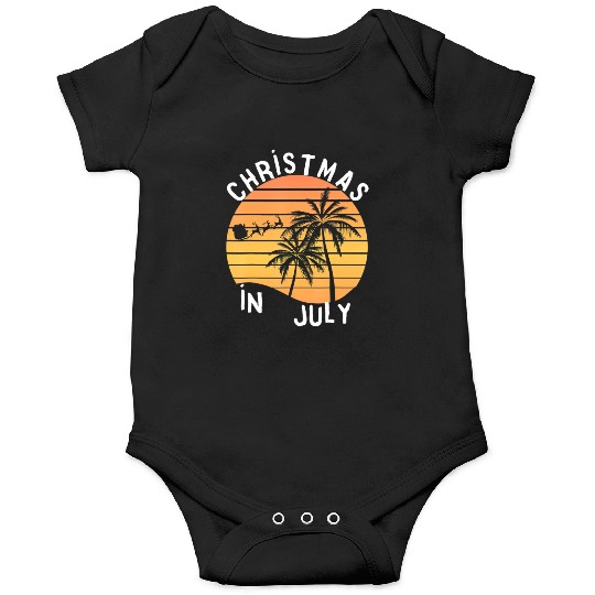 Christmas In July Santa Sledge Sunset Palm Summer Onesies
