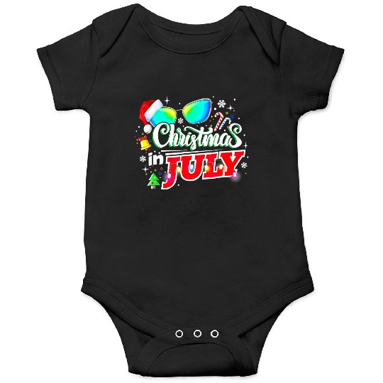Christmas In July Santa Hat Sunglasses Summer Onesies