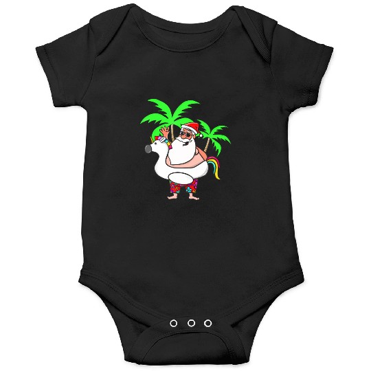 Christmas In July Santa on Vacation Unicorn Pool Onesies