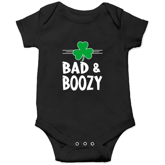 Bad And Boozy St Patricks Day Drinking Shamrock Ir Onesies