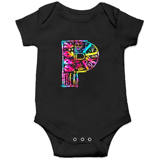 Tie Dye Typography Pre K Student & Teacher Back Onesies