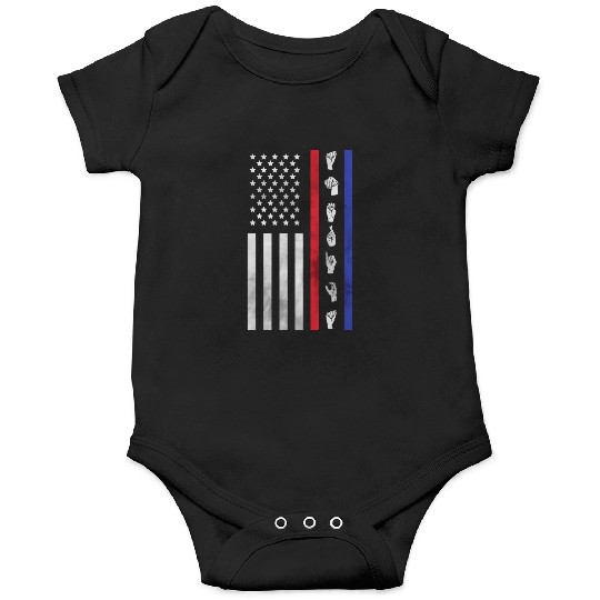 American Flag Asl American Sign Language America U Onesies