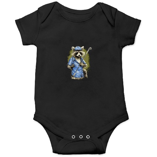 Golfer Raccoon Golf Club Golf Player Golfing Onesies