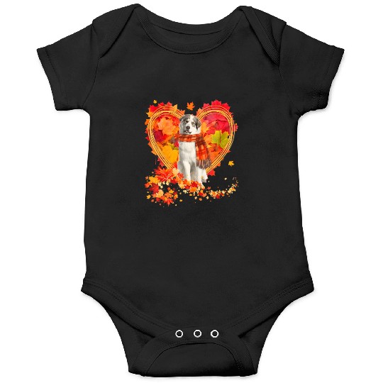 Great Pyrenees With Heart Made Of Autumn Leaves Onesies