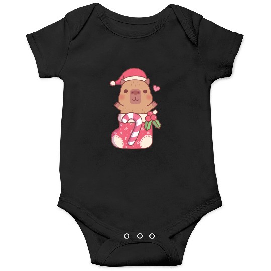 Cute Capybara In Christmas Stocking With Candy Onesies