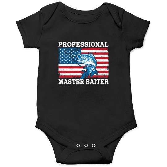 Professional Master Baiter Us American Flag Bass Onesies