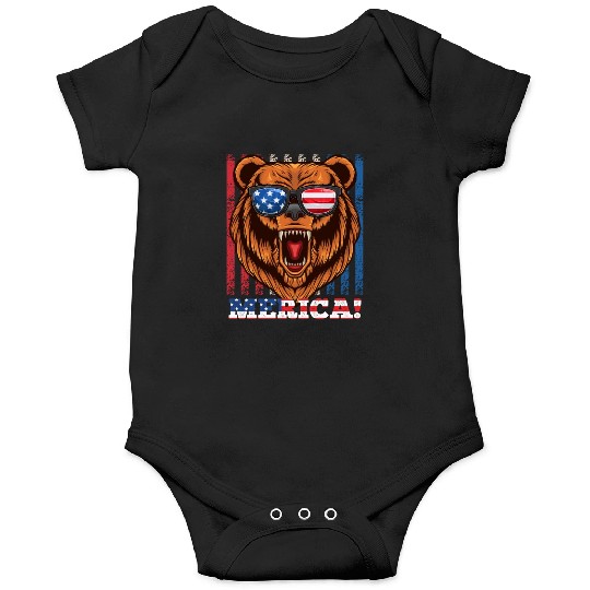 Merica Independence Day American Bear USA Party Onesies